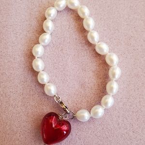 Murano glass heart and pearl bracelet ❤️